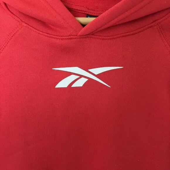 Reebok Boys Medium M (10-12) Red Pullover Hoodie Logo Spell Out Athletic New NWT - Picture 3 of 9
